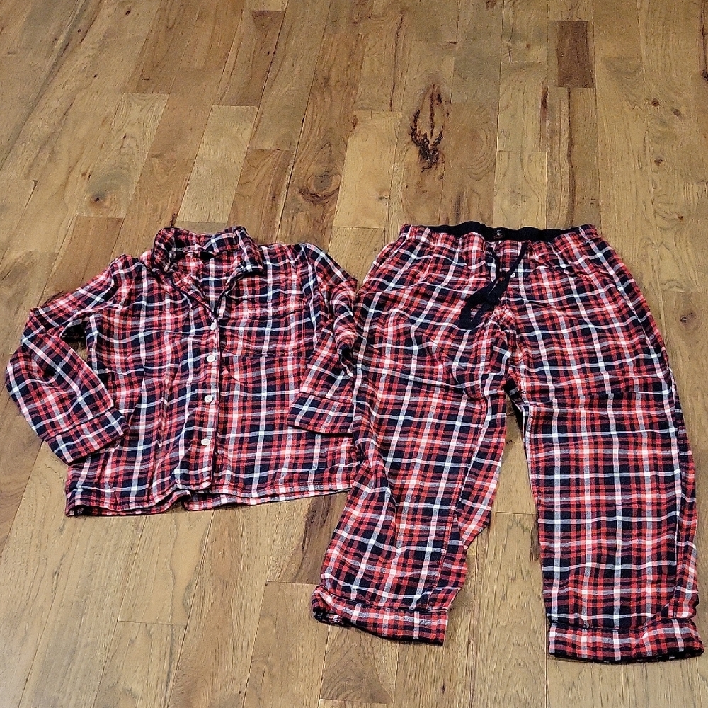 J. Crew Women's Plaid Flannel Pajamas MEDIUM 100% Cotton